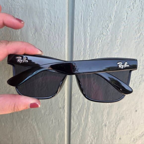 RayBan Blaze Wayfarer Black Semi Transparent Overlay Sunglasses - Picture 4 of 8